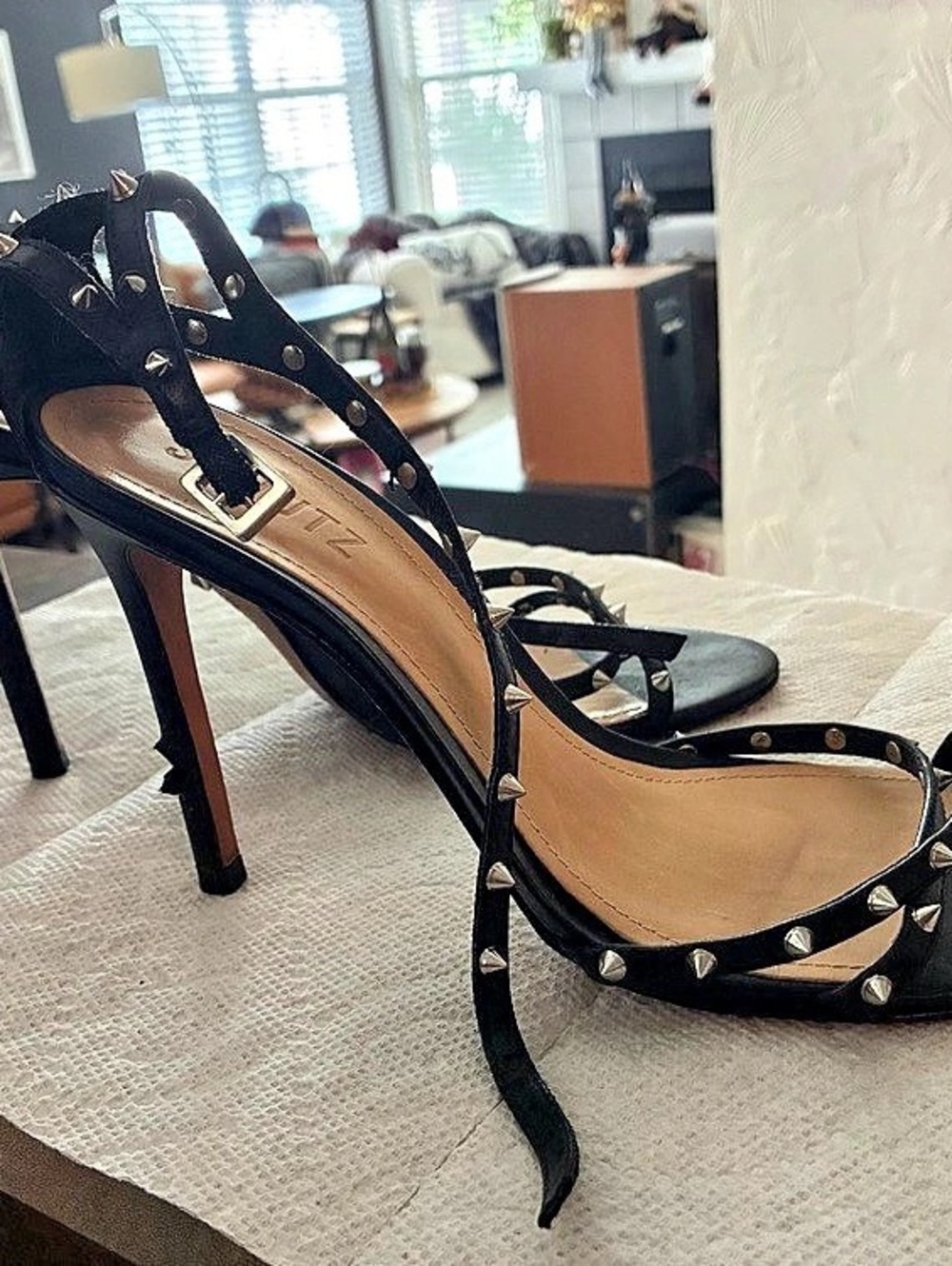 Schutz Black Studded High Heels